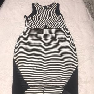 Black and white striped body con dress